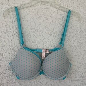 Victoria's Secret Teal Polka Dot push up bra size 34C